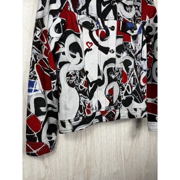 Dolcezza Simply Art Jacket S Red Black Abstract Cotton Blend NWT Chic - Picture 7 of 9